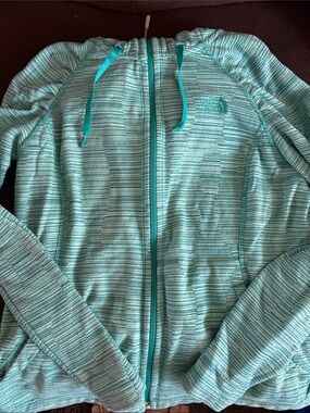The North Face Women's Teal Striped Zip Hoodie